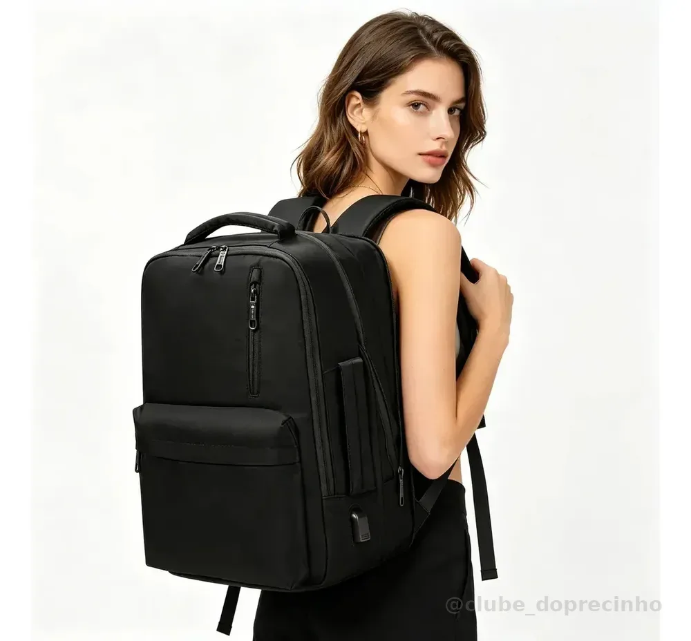 Mochila para Notebook Feminina Expansível de 25L a 40L, com USB e Impermeável