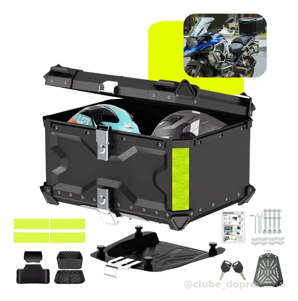 Bau Para Moto 65l Alumínio Base Universal Top Case Maletero Preto
