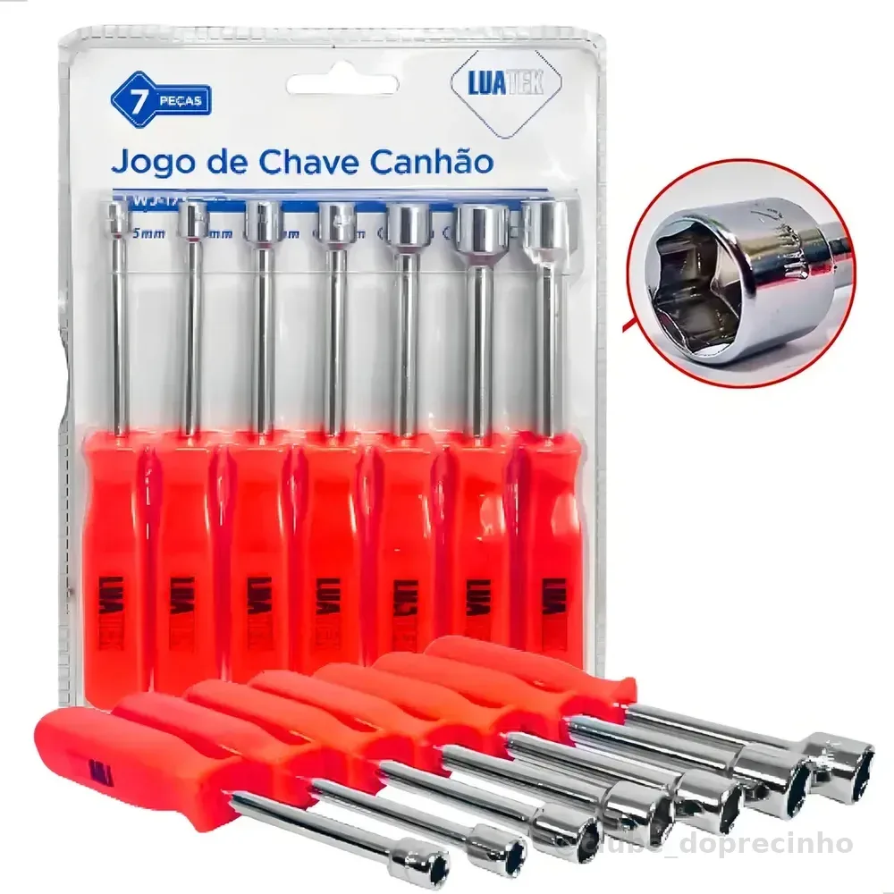 Kit Chave Canhão Longo Jogo Soquete Profissional 7 Peças Aço