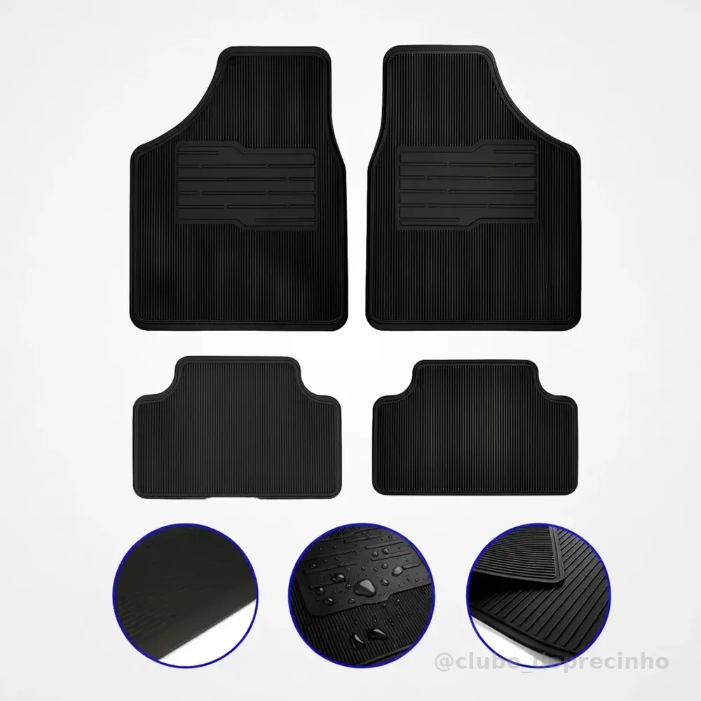 Tapetes Automotivos 4 Peças Universal Carro Antiderrapante Preto