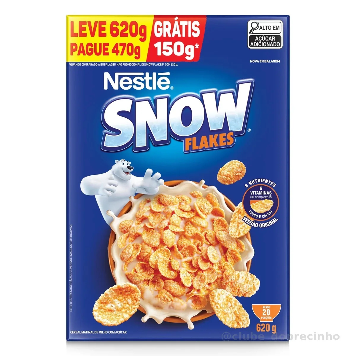 Snow Flakes Cereal Matinal Tradicional Leve 620G Embalagem Econômica
