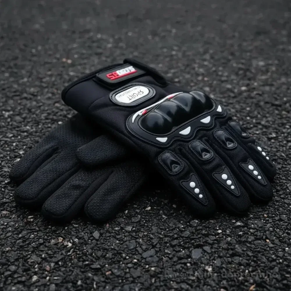 Par Luva Proteção Motoqueiro Motociclista Impermeável Moto Preto Único