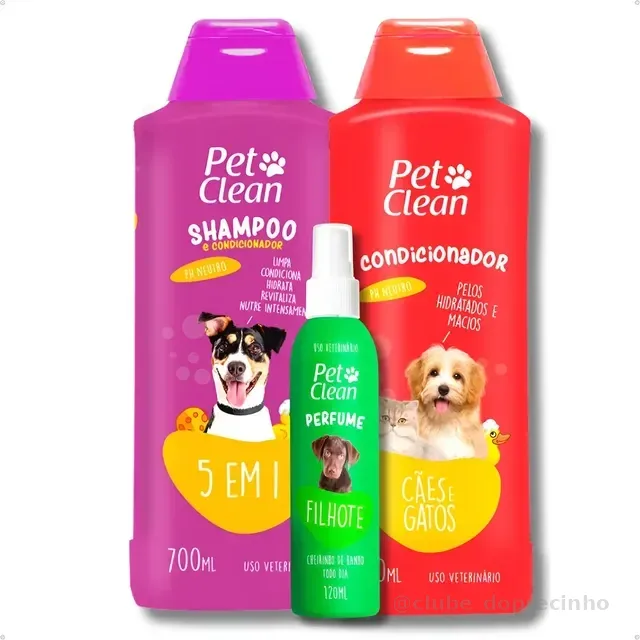 Kit Shampoo 5 Em 1 + Condicionador + Perfume Cães E Gatos