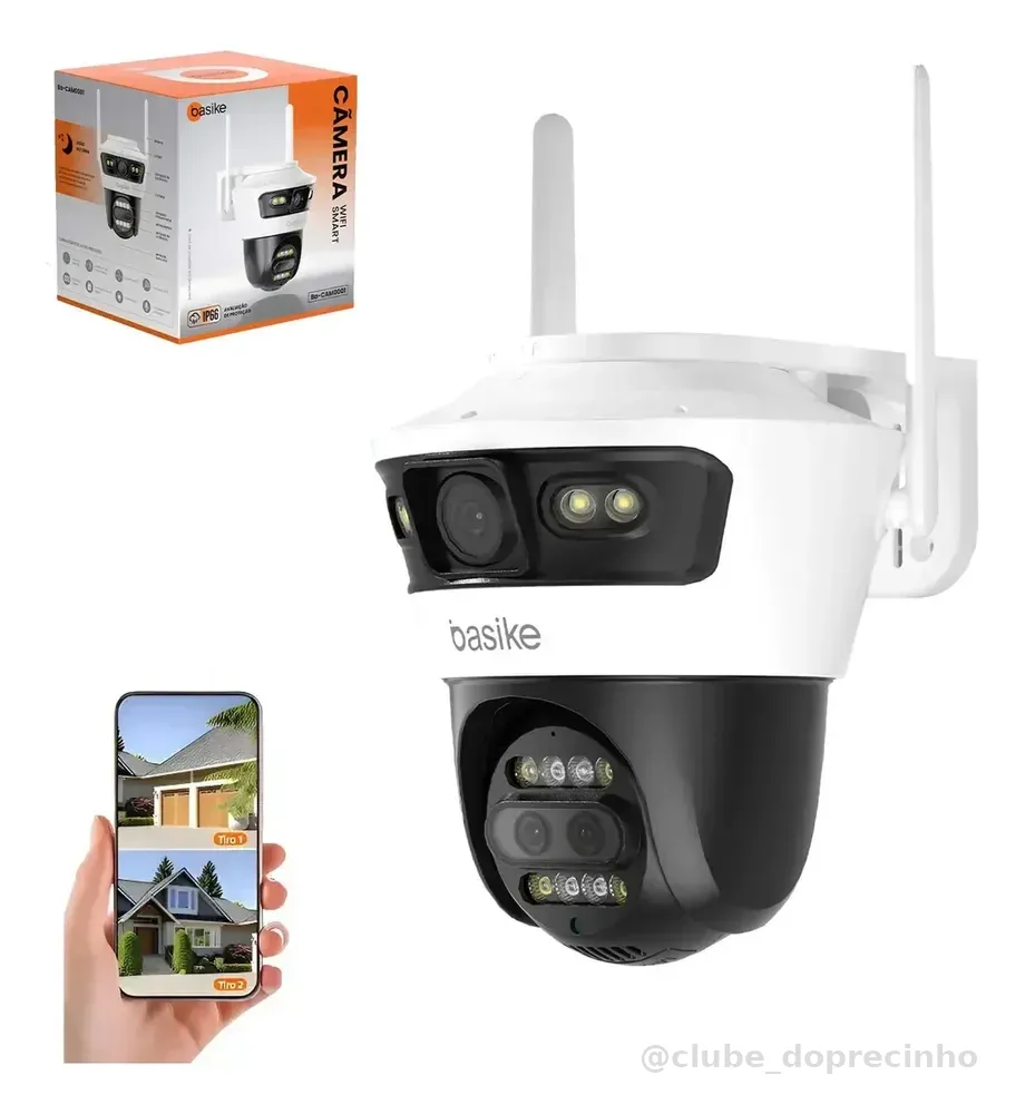 Câmera De Segurança Ip Wifi 360° 4K Tripla Lentes IP66 Externa Interna Para Casa Visão Noturna Infravermelha, Ptz Sensor De Movimento Áudio Bidirecional APP Yoosee Câmera Monitoramento
