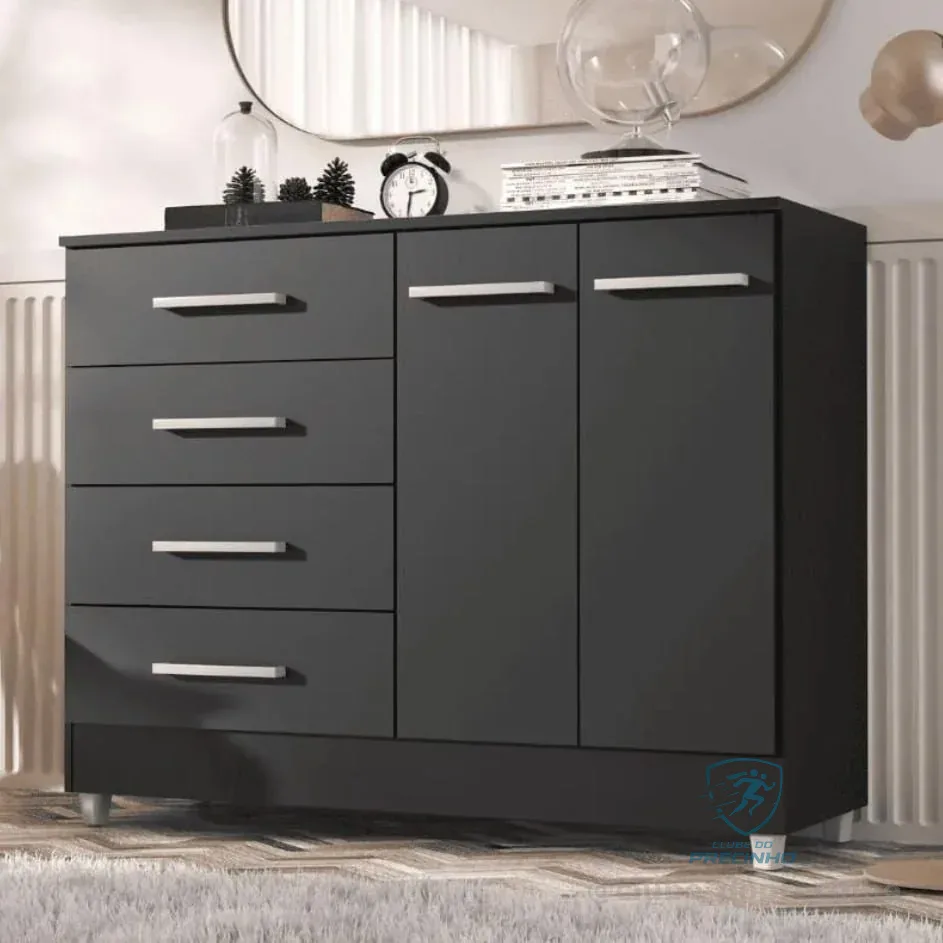 Comoda 4 Gavetas 2 Portas Gisele Com Pés