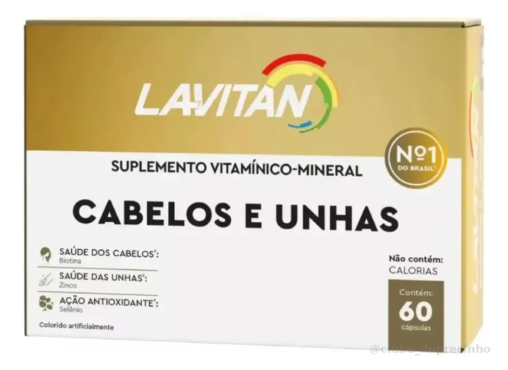 Lavitan Cabelos e Unhas Com 60 Cápsulas Vitaminas e Minerais