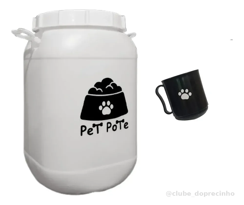 Pote Ração 15kg Para Pets Pet Pote Cachorro Gato Container Pet Pote Porta Ração Branco
