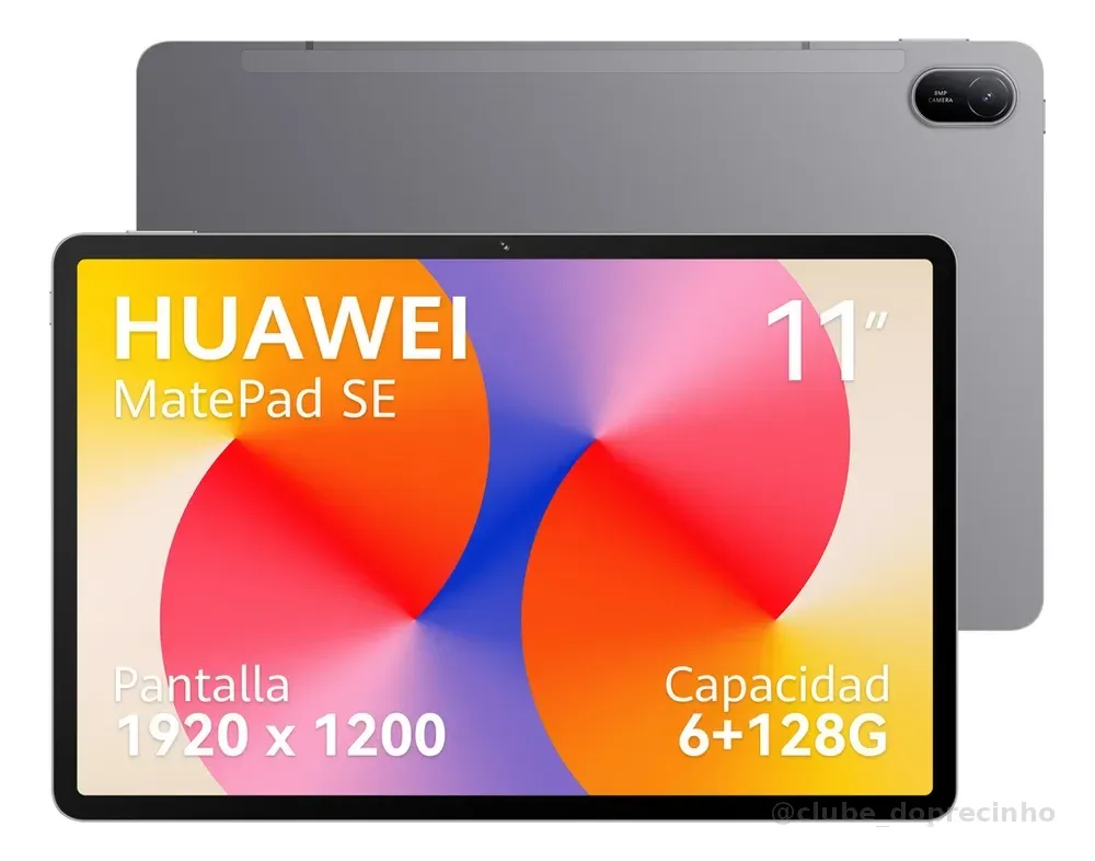Tablet HUAWEI MatePad SE 11 Wifi 6+128GB Tela HUAWEI FullView de 11" para Conforto Visual, Superbateria de 7700 mAh 225W Câmera Traseira 8 MP, Câmera Frontal 5 MP Cinza Nebula