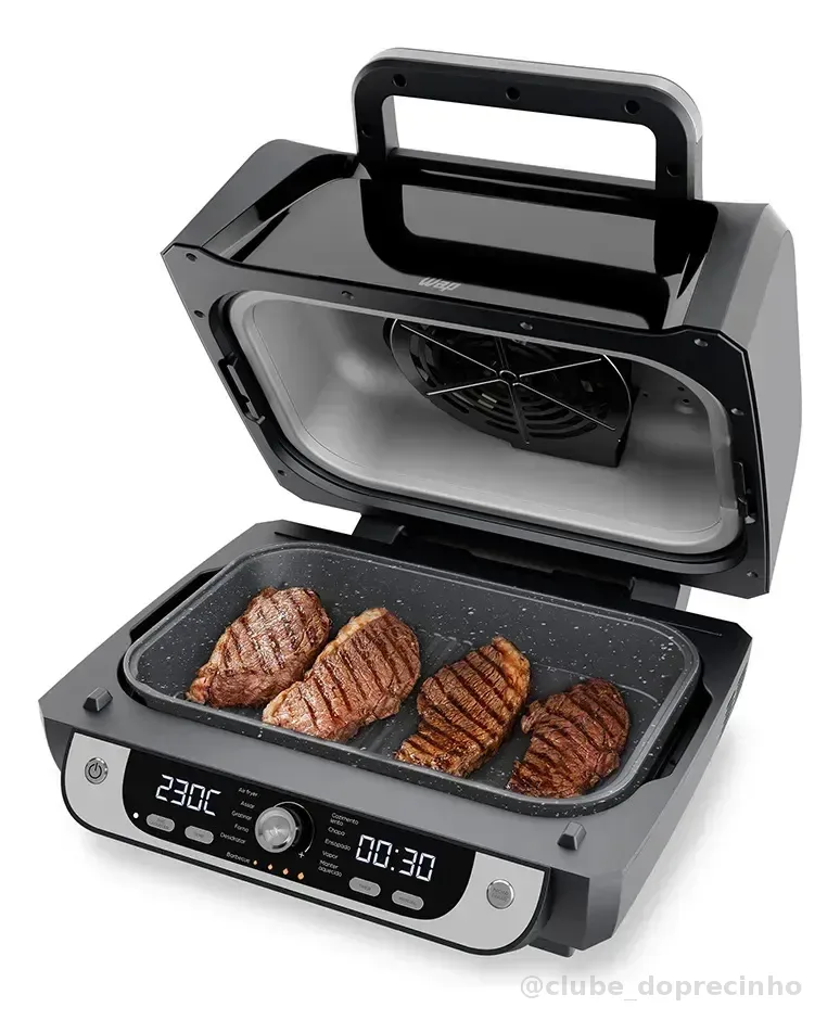 Fritadeira Elétrica Air Fryer WAP Cozinha Barbecue com Painel Digital e 12 Funções Preto e cinza