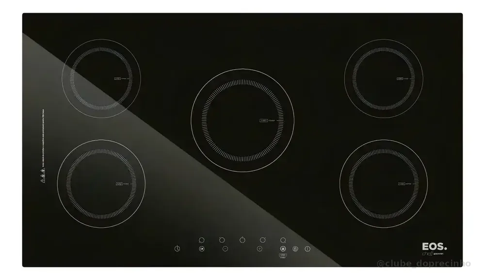 Cooktop de Indução Cinco Bocas EOS 90cm Preto 9500W ECI05EP 220V