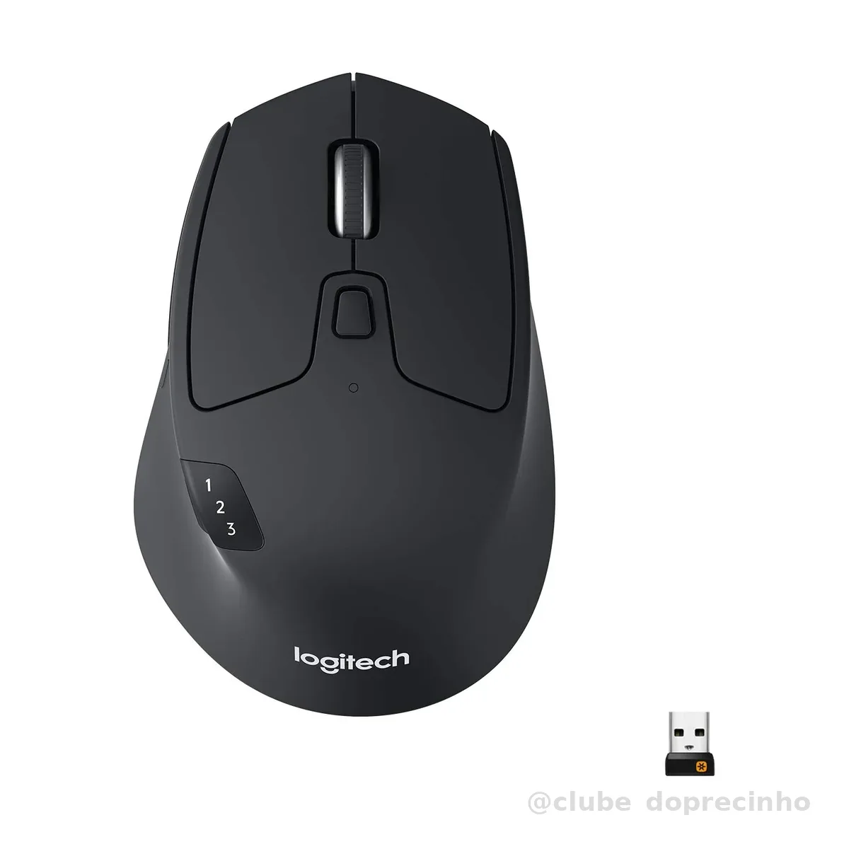 Mouse sem fio Logitech M720 Triathlon com Conexão USB Unifying ou Bluetooth com Easy-Switch para até 3 Dispositivos, 1000 DPI, 6 Botões Programáveis e Pilha Inclusa