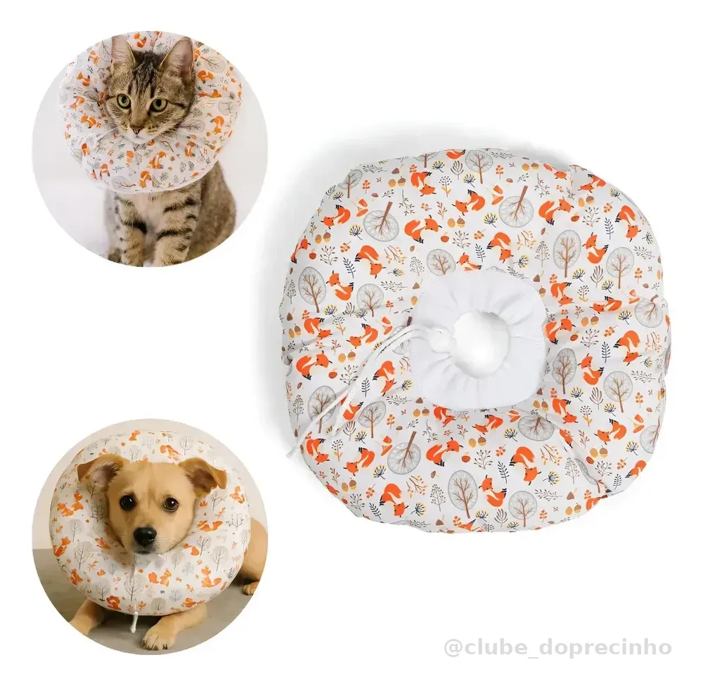 Colar De Recuperação Cone Elizabetano Confortável Cães Gatos Floresta P