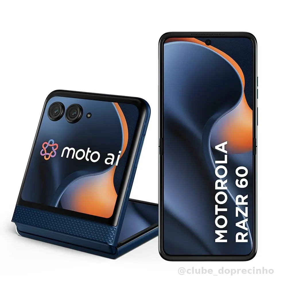 Smartphone Motorola Razr 60-256GB 24GB (12GB RAM+12GB Ram Boost) Tela dobrável 6,9" pOLED e externa 3,6” Moto AI camera IP48 - Azul Marinho