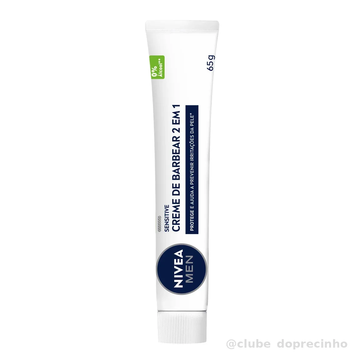 NIVEA MEN Creme de Barbear Sensitive 2 em 1 65g, Protege a Pele, Previne Irritações, Deslizamento Suave, Extrato de Camomila, Pele Sensível