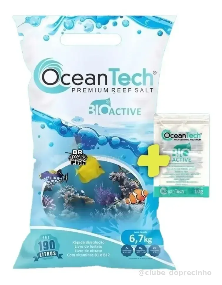Sal Ocean Tech Bio Active Aquário Marinho 190L 6,7Kg Corais