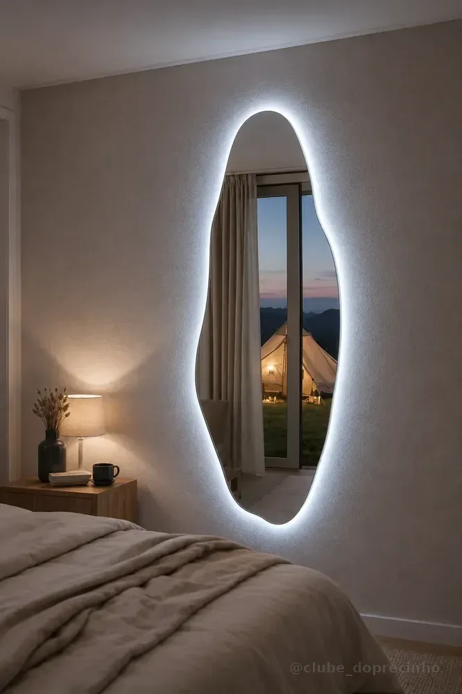 Espelho Moderno Led Bivolt Parede Quarto Sala Hall Wc 90cm Led Frio Bivolt