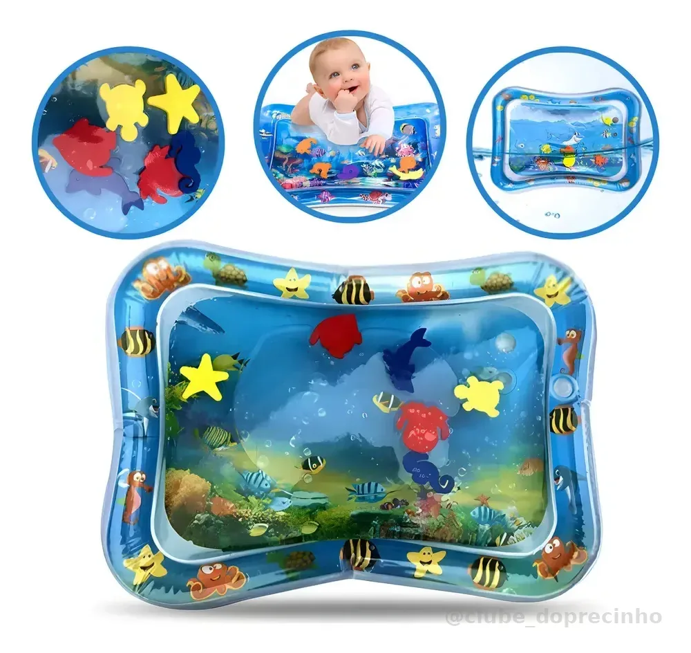 Tapete De Atividades Para Bebes Almofada De Água Inflável Interativo Aquário Sensorial Fundo Do Mar Mpmax