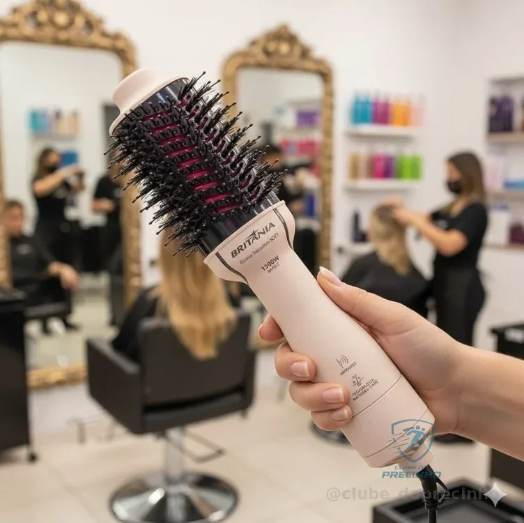 Escova Secadora Britânia Bec07r 4 Em 1 1300w Cabo Giratório Rosa 127/220v