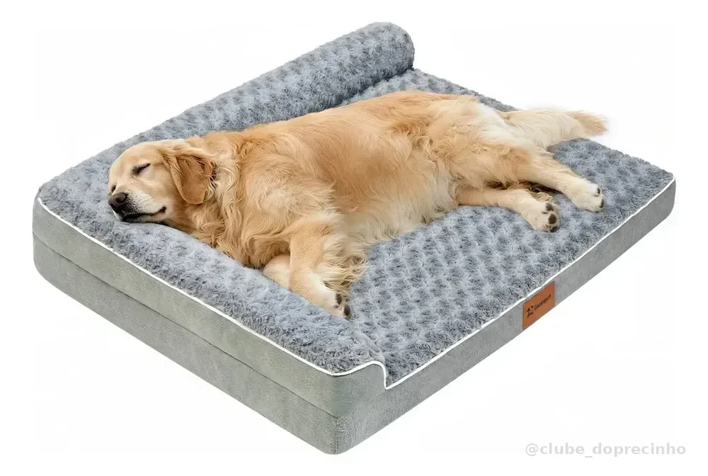 Cama Pet Grande Caminha Cachorros Suporte Cervical Espuma de Ortopédica C/capa Lavável Removível E Base Impermeável 91×68×16.5