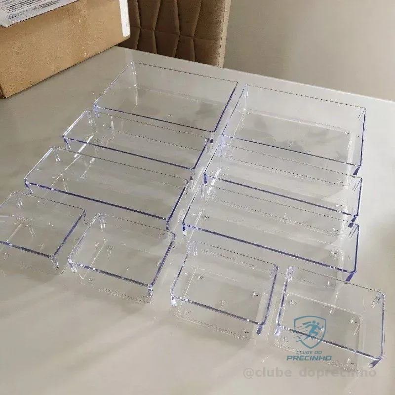Kit 10 Organizador Multiuso Modular Gaveta Acrilico Rebirth Cor Cristal