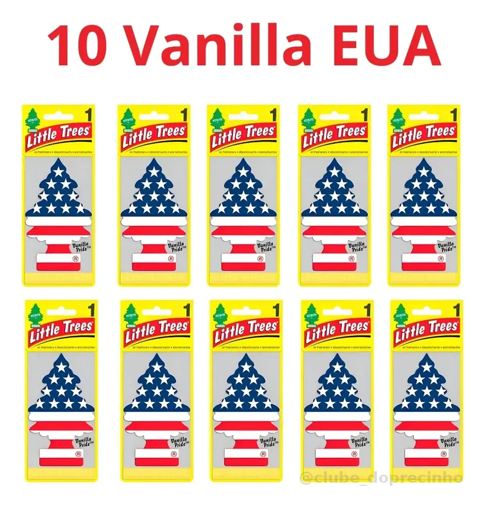 Aromatizador Ambientes Carro Vanilla Little Trees Papel Kit com 10
