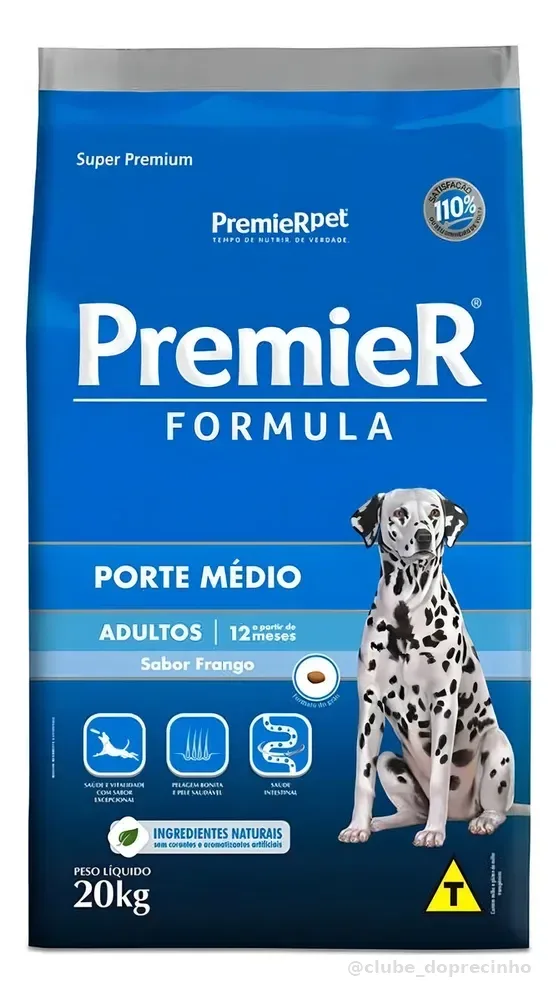 Ração Premier Super Premium Cão Adulto Raça Média Frango 20kg