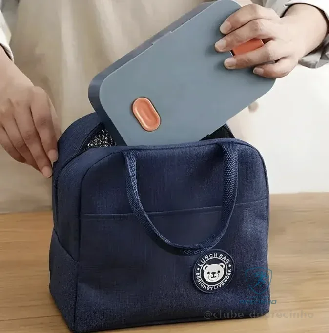 Lancheira Térmica Academia Trabalho Escola Fitness Bolsa Adulto E Infantil Unissex Marca Lemon Shark Cor Azul