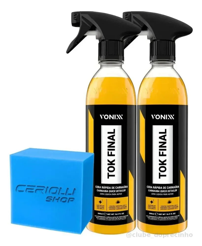 Kit 2 Cera Líquida Carnaúba Automotiva Tok Final Vonixx