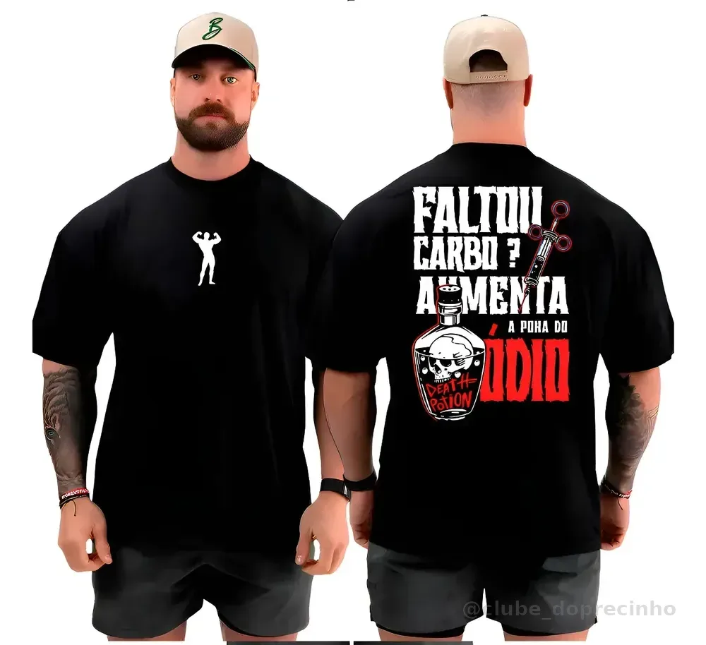 Camiseta Oversized Academia Carbo Musculação Treino Algodão Preto G