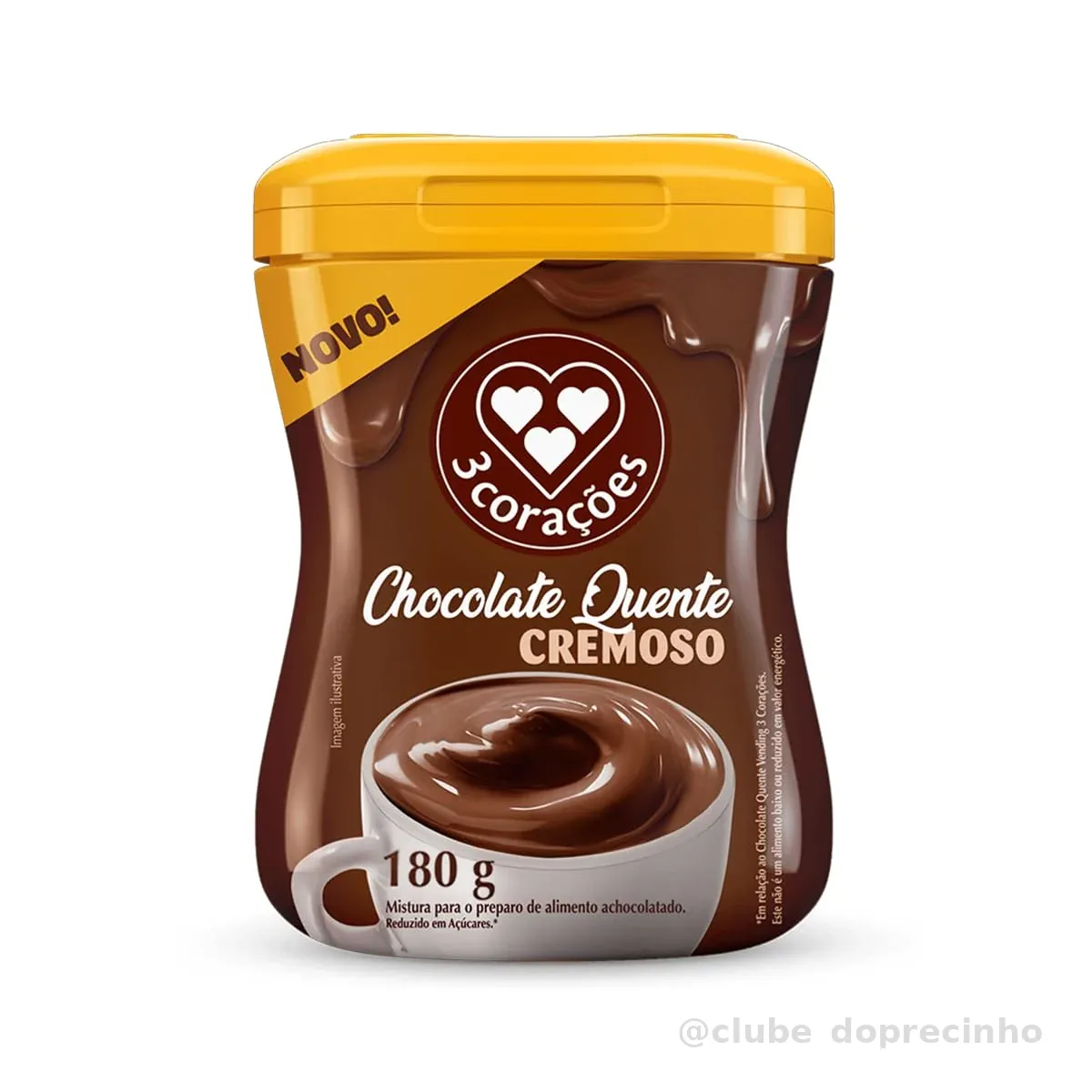3 Corações Chocolate Quente Cremoso, 180g