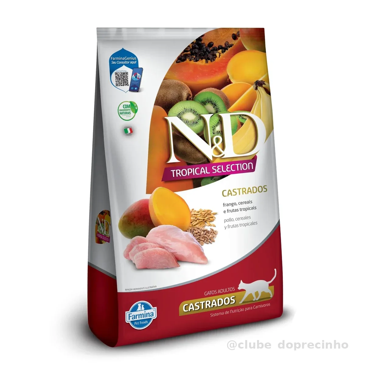 ND TROPICAL Ração Seca N&D Tropical Selection Frango Cereais E Frutas Tropicais Para Gatos Adultos Castrados 7Kg