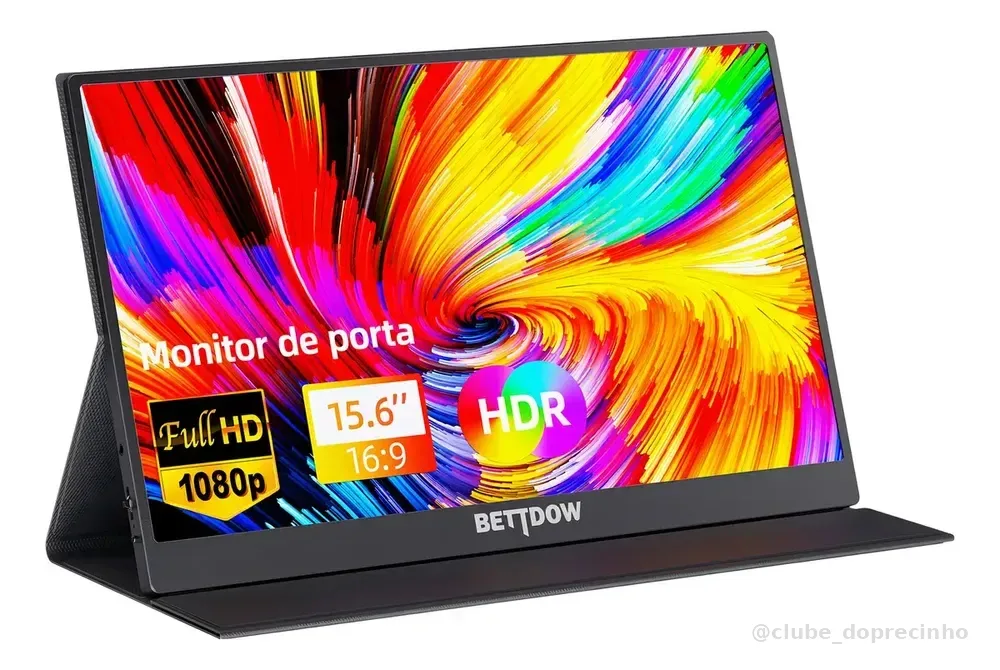 Monitor Portátil Gamer Bettdow 15.6'' Full HD 60Hz IPS Compatível 4K Preto