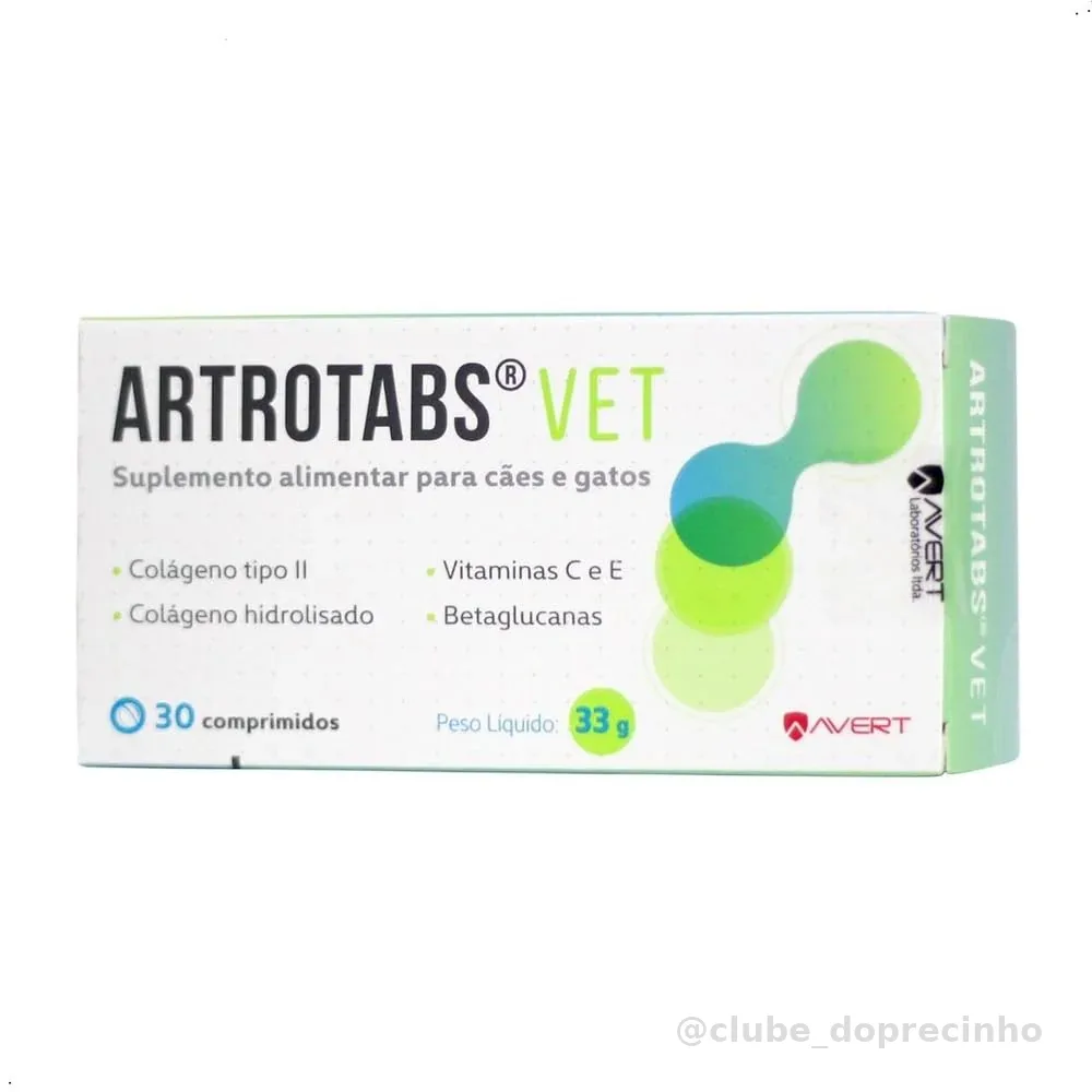 Suplemento Artrotabs Avert para Cães e Gatos 30 Comprimidos Avert Para Todas As Fases
