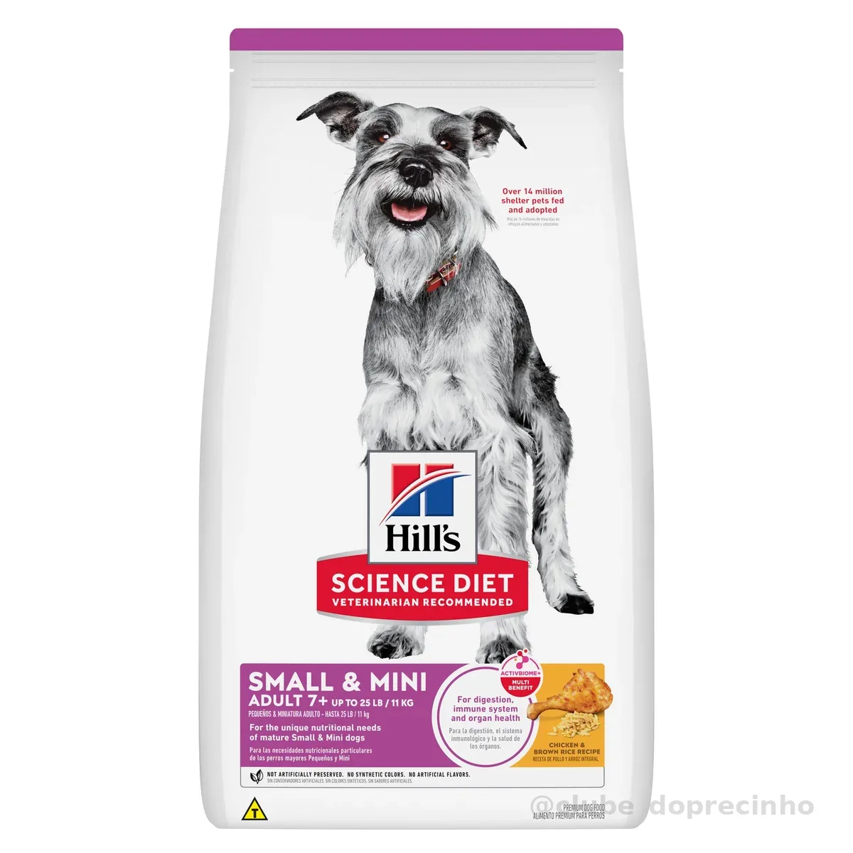 Ração Hill's Science Diet Adultos 7+ Pequenos e Mini para Cães Idosos sabor frango - 7.03kg