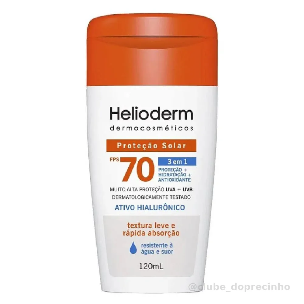 Protetor Solar Corporal Helioderm FPS 70 Ativo Hialurônico 120ml