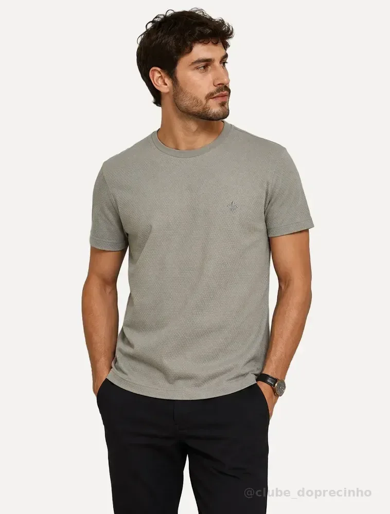 Camiseta Dudalina Masculina Regular Malha Favor Cinza Médio Cinza Médio L/g