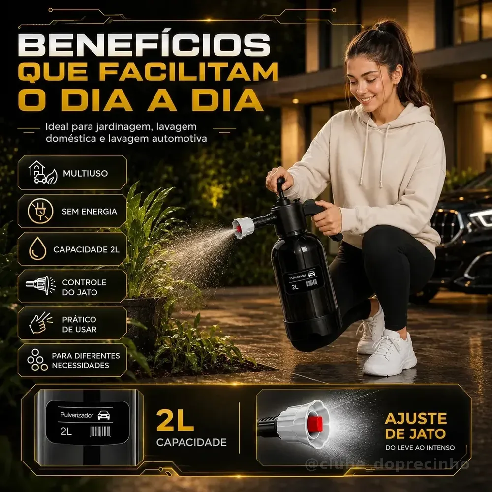 Pulverizador Manual 2 L Snow Foam Profissional Com 3 Bicos para Espuma Ativa