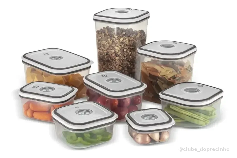 Kit Potes Plásticos Transparente com Tampa Branca 8 Unidades Electrolux