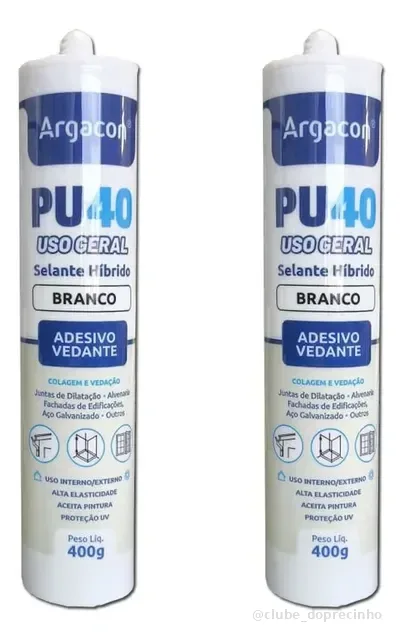 Silicone Argacon Pu 40 De Uso Geral  Kit C/2 Unidades