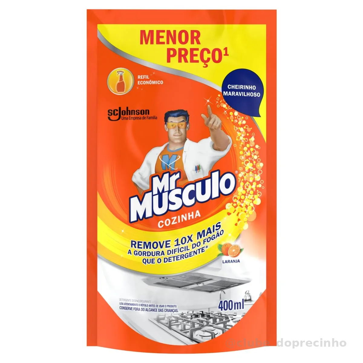Mr. Músculo Desengordurante Cozinha Laranja, Refil Sachê 400ml