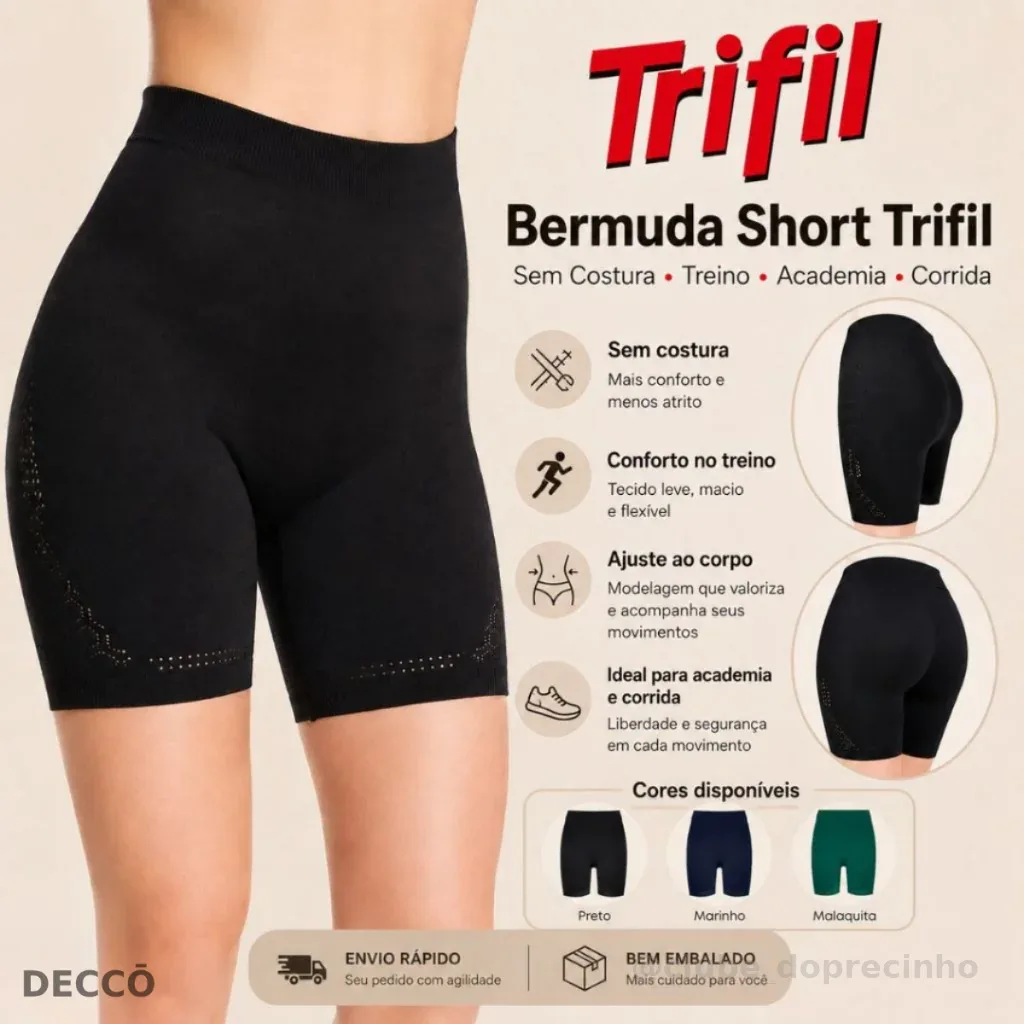 Bermuda Short Trifil Feminino Adulto Sem Costura para treino e Academia Corrida Esportes Fitness