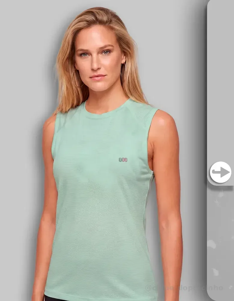 Camisa Regata Feminina Poliamida Furadinha Corrida Academia Verde Menta G