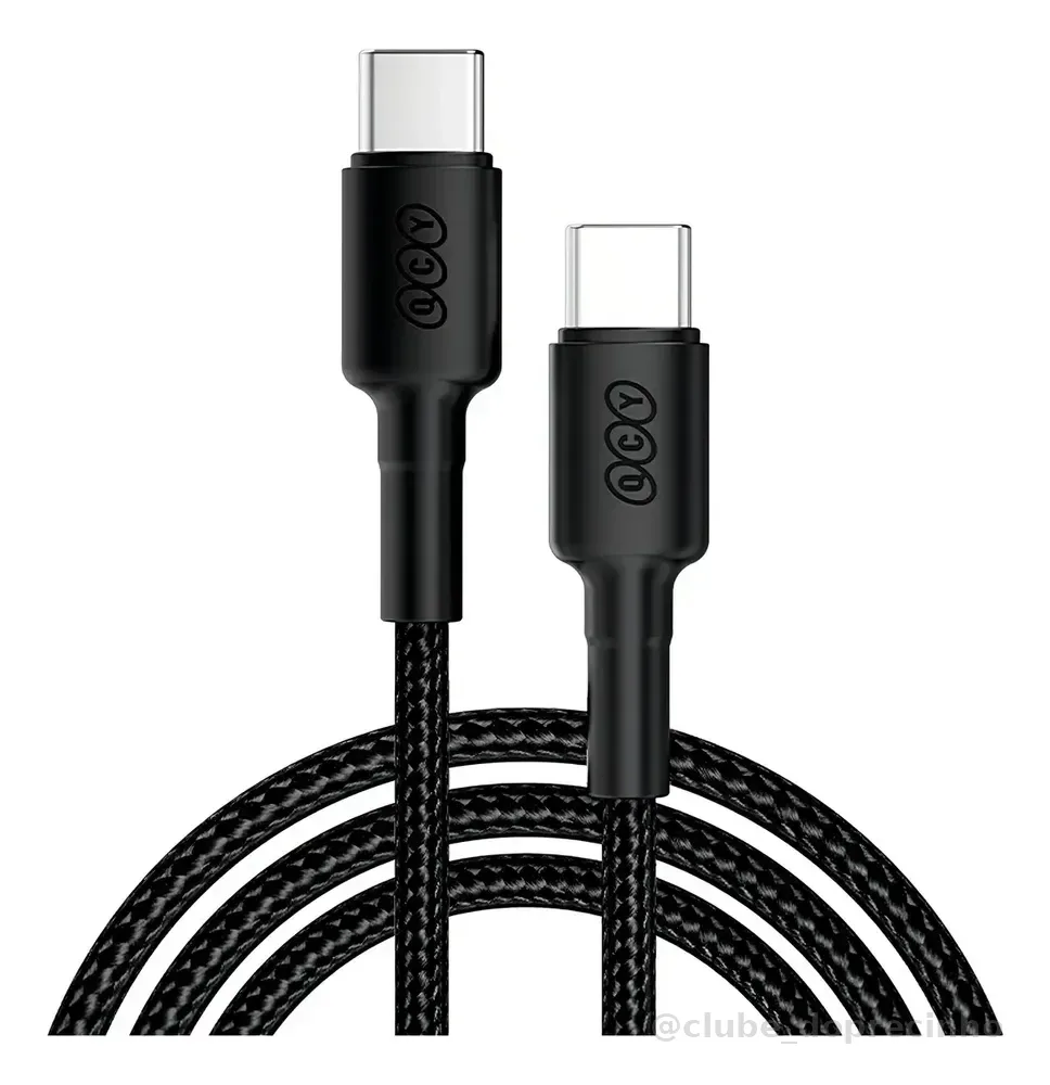 Cabo Qcy Turbo Nylon Tipo-c 60w 3a 1m Carregamento Rápido