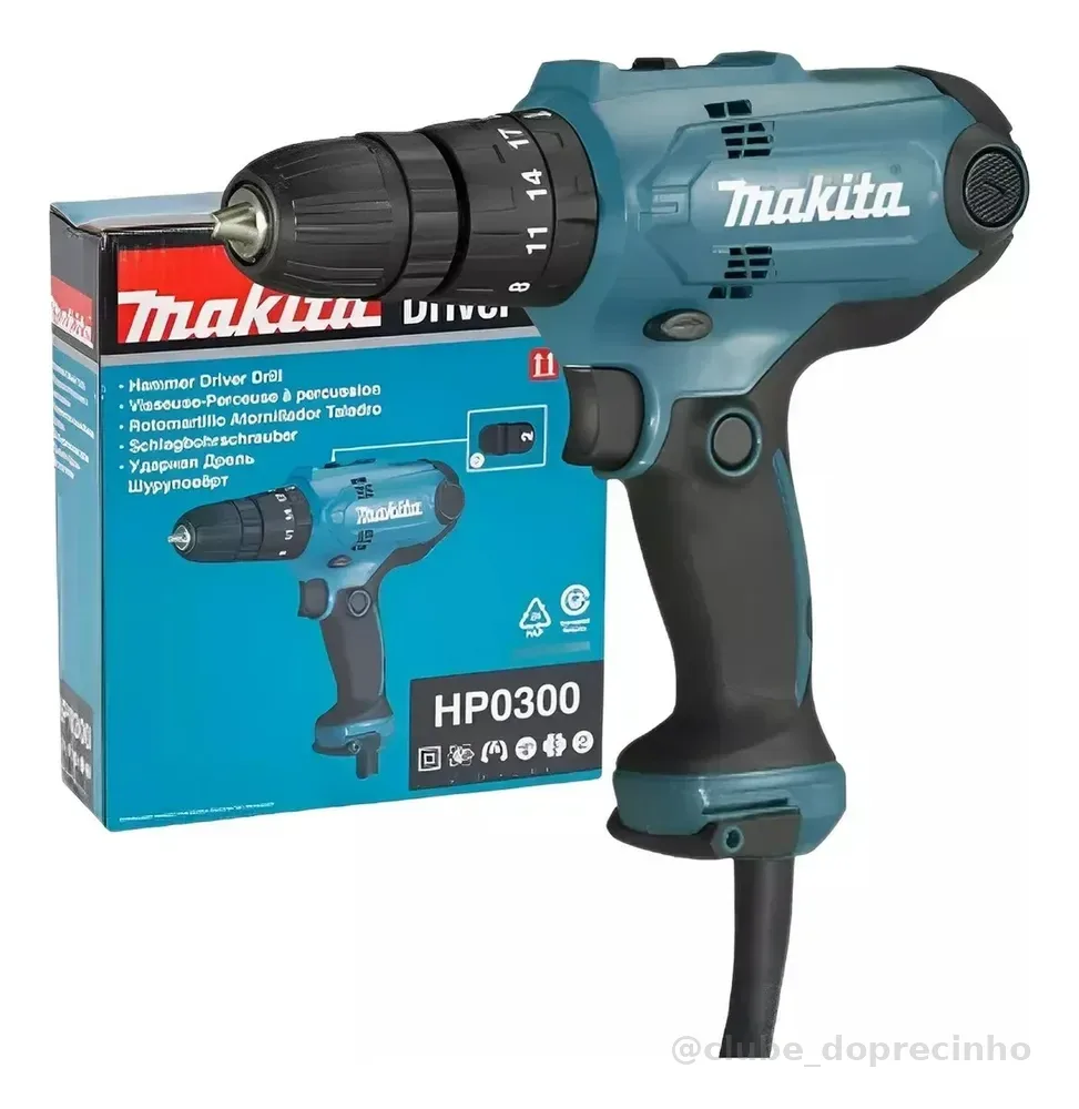 Parafusadeira Furadeira De Impacto 320 Watts Hp0300 Makita Cor Azul