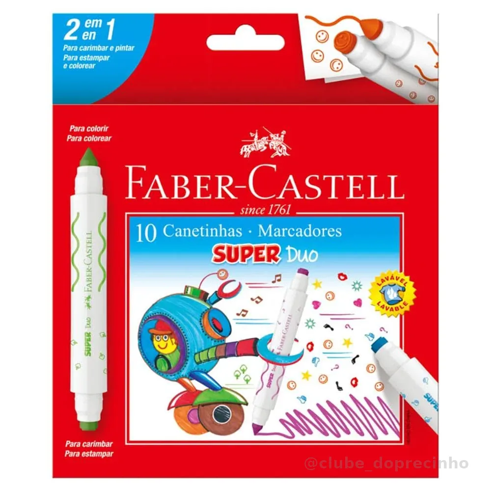 HIDROGRAFICA 2 PONTAS SUPER DUO, Faber-Castell, DUO150610, Multicor