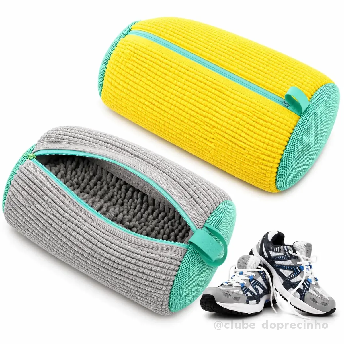 Bolsa para Lavar Tênis na Máquina de Lavar, Saco Protetor Acolchoado com Zíper Reforçado, Reutilizável, Protege Calçados Durante a Lavagem - Cores Sortidas