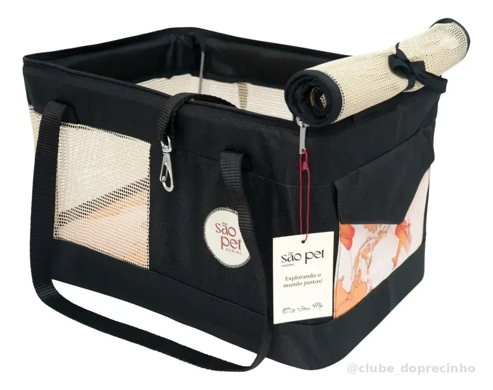 Bolsa De Transporte Aéreo Para Pets Preto Modelo Latam 40x28x25cm Preto