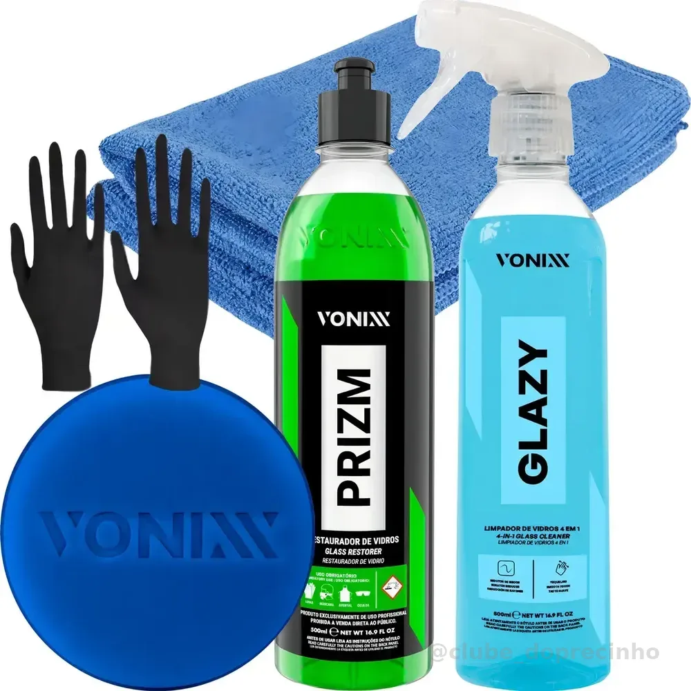 Kit Glazy 500ml Prizm Aplicador Pano Redutor De Risco Vonixx