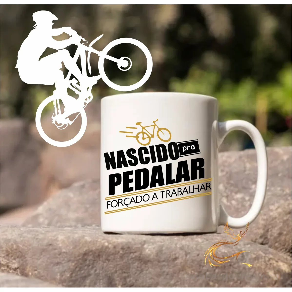 Caneca Ciclista Nascido Pra Pedalar -Bicicleta - Porcelana Personalizada 325ML