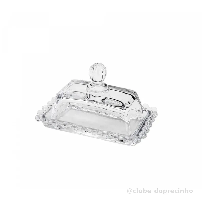 Manteigueira Wolff Pearl de Cristal Incolor 14cm x 9cm x 8cm
